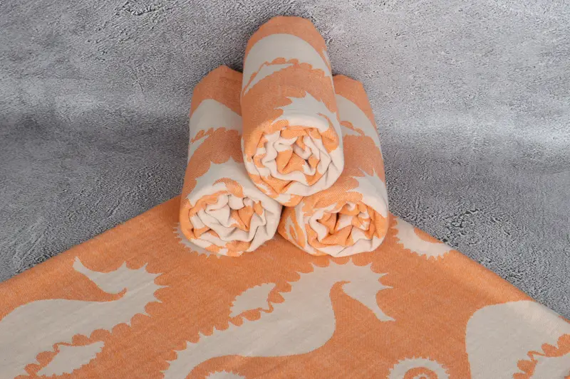 68x36 Cotton Seahorse Patterned Towel, Peshtemal, Bachelorette Party Gifts Bridesmaids, Family Gift Basket, Turkish Towel Beach, Bridesmaid Gift - 8