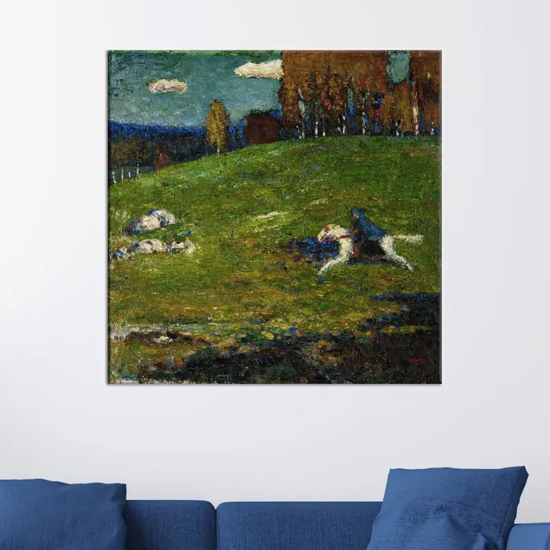 トレンディな農家表現主義: 緑の自然の風景キャンバス プリント