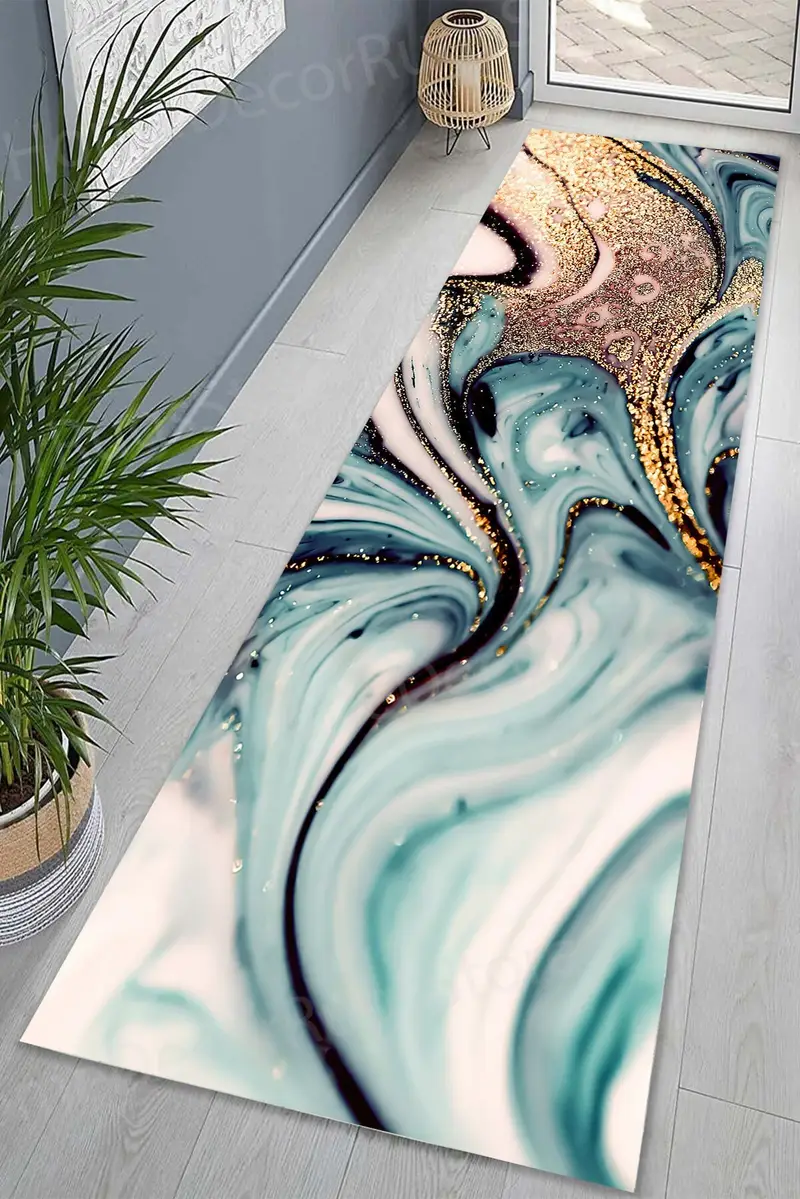 Bedruckter Teppich mit schimmerndem Goldmarmor: Zeitgenössisches Luxusdesign
