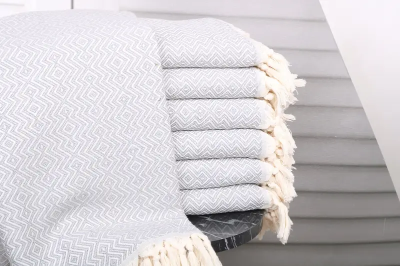 Bridesmaid Gift Towel Gray Cotton, 38x71 Inches