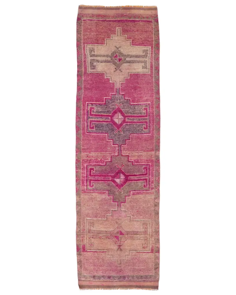 パープル抽象ラグ、2.8x9.8フィートのエレガントでモダンな装飾