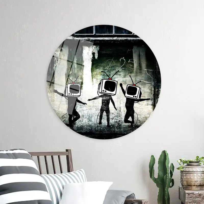 Enchanting Banksy Dancing People Graffiti Canvas Print