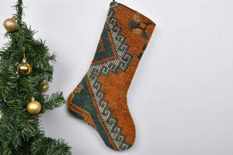 Patrón de adornos navideños, calcetín navideño de 7 pulgadas de ancho