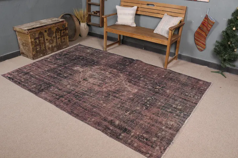 ブルー & オレンジ パッチワーク ラグ、5.3x8.2 フィート エレガントな装飾