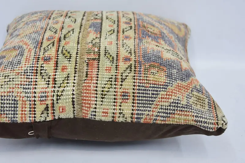 Handmade Kilim Cushion, Cushion Case, Comfy Throw Cushion Case, Retro Pillow Cover, Boho Pillow Sham Cover, Gift Pillow, 16x16 Blue Cushion Case - 5