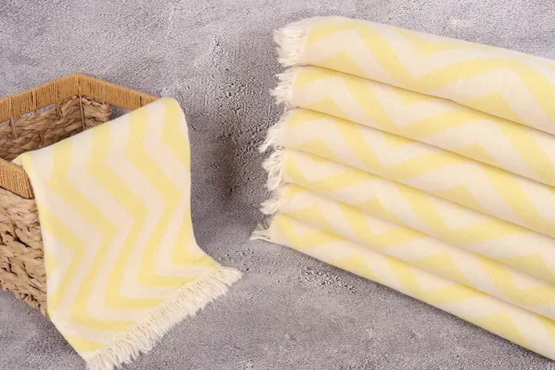 Handmade Gift, 70x40 Cotton Zigzag Design Towel, Turkish Towel Beach, Wedding Towel, Memorial Gift, Handmade Turkish hammam towel, Wedding Gift - 3