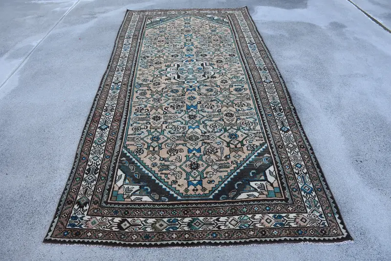 4.6x10.2 ft Rug, Vintage Oushak Rug, Turkish Orange Wool Rug - 1
