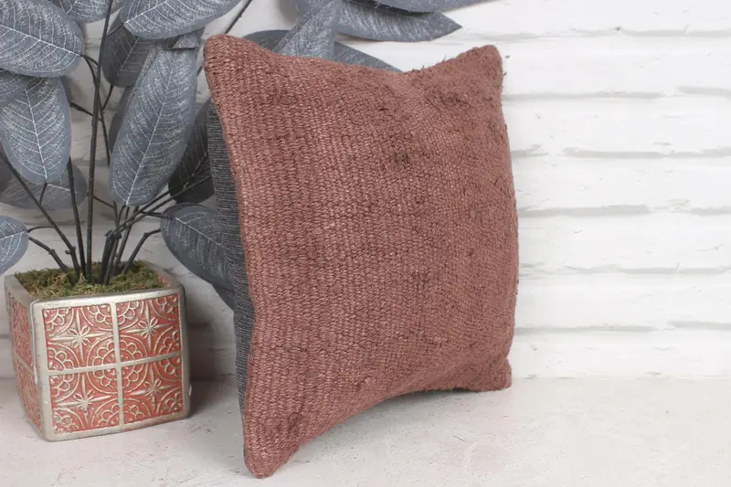 Pillow Case, Vintage Pillow, Turkish Kilim Pillow, Rustic Cushion Case, 12x12 Purple Cushion, Vintage Kilim Pillow, Vintage Cushion - 4