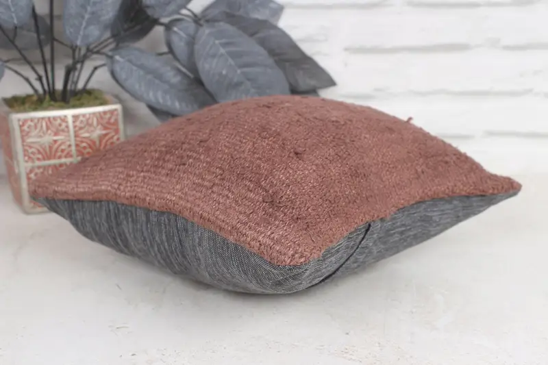 Pillow Case, Vintage Pillow, Turkish Kilim Pillow, Rustic Cushion Case, 12x12 Purple Cushion, Vintage Kilim Pillow, Vintage Cushion - 6