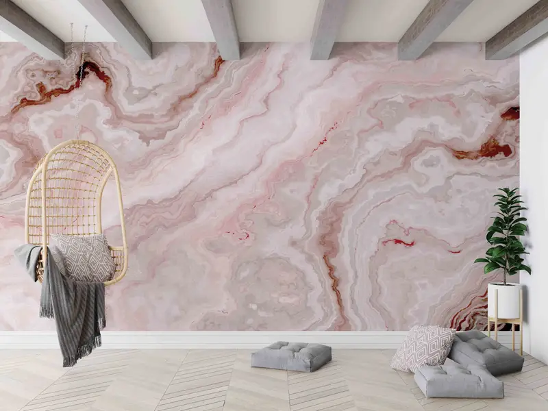 Pink Marble Wall Mural, Abstract Marble Wall Print, Marble Wall Print, Stylish 3D Wallpaper, Modern Marble Wall Decals, 3D Wallpaper, - 4