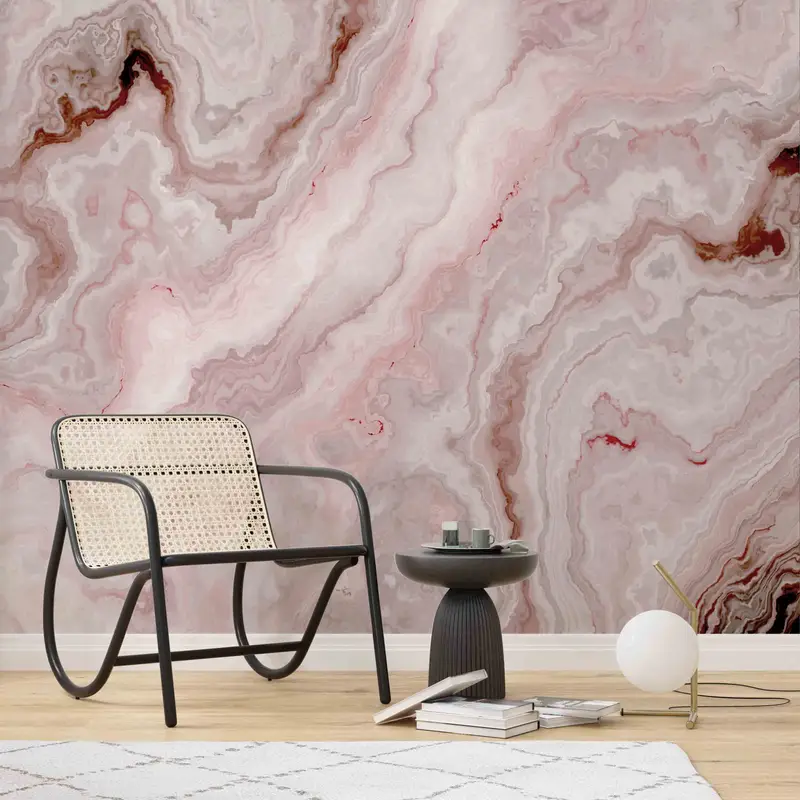 Pink Marble Wall Mural, Abstract Marble Wall Print, Marble Wall Print, Stylish 3D Wallpaper, Modern Marble Wall Decals, 3D Wallpaper, - 5