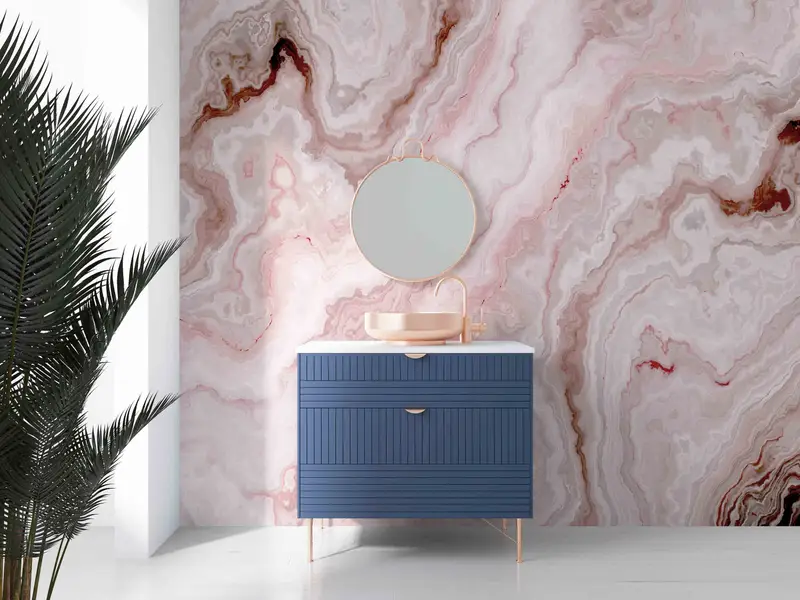 Pink Marble Wall Mural, Abstract Marble Wall Print, Marble Wall Print, Stylish 3D Wallpaper, Modern Marble Wall Decals, 3D Wallpaper, - 1