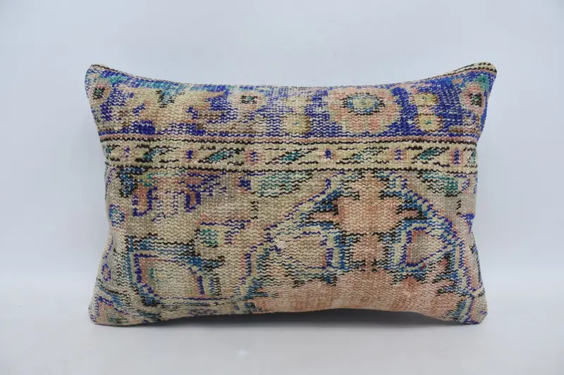 Outdoor Throw Pillow Case, Gift Pillow, 16x24 Blue Cushion, Vintage Kilim Throw Pillow, Pillow, Vintage Pillow, Traditional Cushion - 1