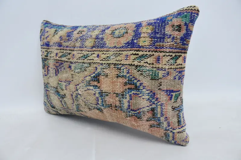 Outdoor Throw Pillow Case, Gift Pillow, 16x24 Blue Cushion, Vintage Kilim Throw Pillow, Pillow, Vintage Pillow, Traditional Cushion - 4