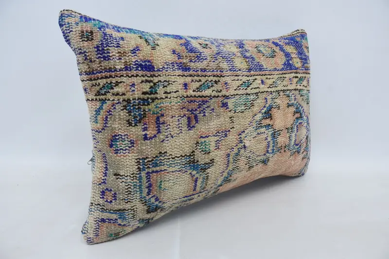 Outdoor Throw Pillow Case, Gift Pillow, 16x24 Blue Cushion, Vintage Kilim Throw Pillow, Pillow, Vintage Pillow, Traditional Cushion - 3