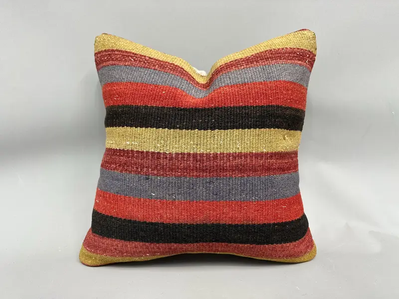 18x18 Red Pillow Cover, Turkish Kilim Pillow, Customized Pillow Cover, Boho Pillow, Pillow Sham, Vintage Pillow, Toss Pillow Case - 1