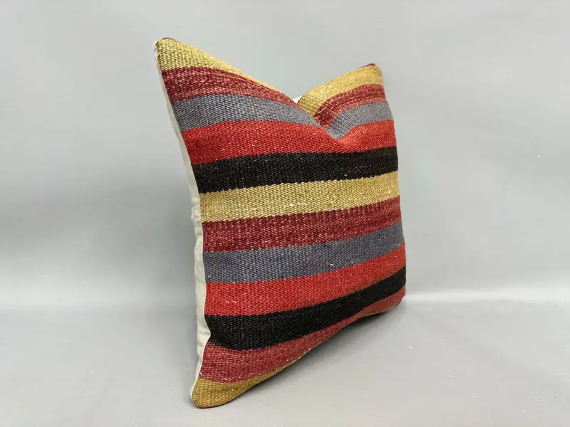 18x18 Red Pillow Cover, Turkish Kilim Pillow, Customized Pillow Cover, Boho Pillow, Pillow Sham, Vintage Pillow, Toss Pillow Case - 2