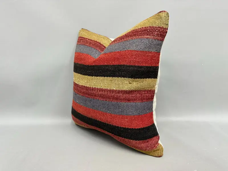 18x18 Red Pillow Cover, Turkish Kilim Pillow, Customized Pillow Cover, Boho Pillow, Pillow Sham, Vintage Pillow, Toss Pillow Case - 3