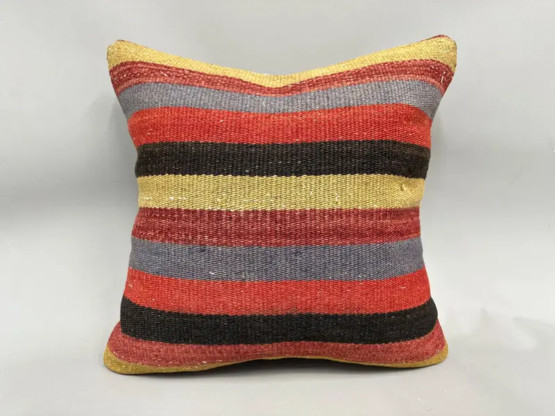 18x18 Red Pillow Cover, Turkish Kilim Pillow, Customized Pillow Cover, Boho Pillow, Pillow Sham, Vintage Pillow, Toss Pillow Case - 4