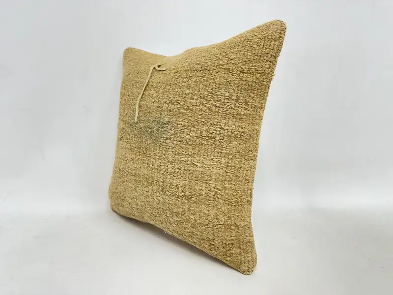 Kilim Pillow Cover, One Of A Kind Pillow Case, Pillow Sham, Vintage Kilim Throw Pillow, Seat Pillow Sham, Vintage Pillow, 16x16 Beige Cushion - 4