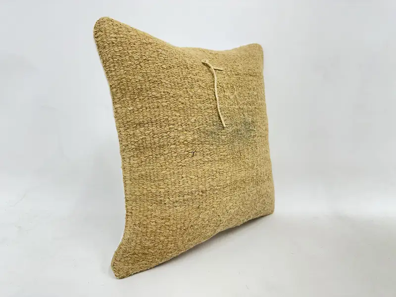 Kilim Pillow Cover, One Of A Kind Pillow Case, Pillow Sham, Vintage Kilim Throw Pillow, Seat Pillow Sham, Vintage Pillow, 16x16 Beige Cushion - 3