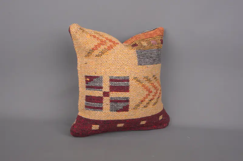 12x12 Orange Cushion Case, Muted Pillow Sham, Vintage Pillow, Muted Pillow Case, Cushion Cover, Vintage Kilim Pillow, Kilim Pillow Cover - 2