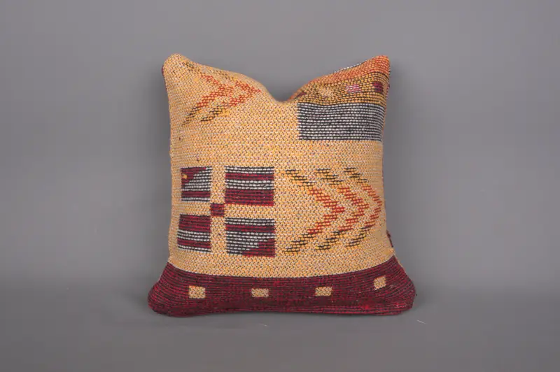 12x12 Orange Cushion Case, Muted Pillow Sham, Vintage Pillow, Muted Pillow Case, Cushion Cover, Vintage Kilim Pillow, Kilim Pillow Cover - 1