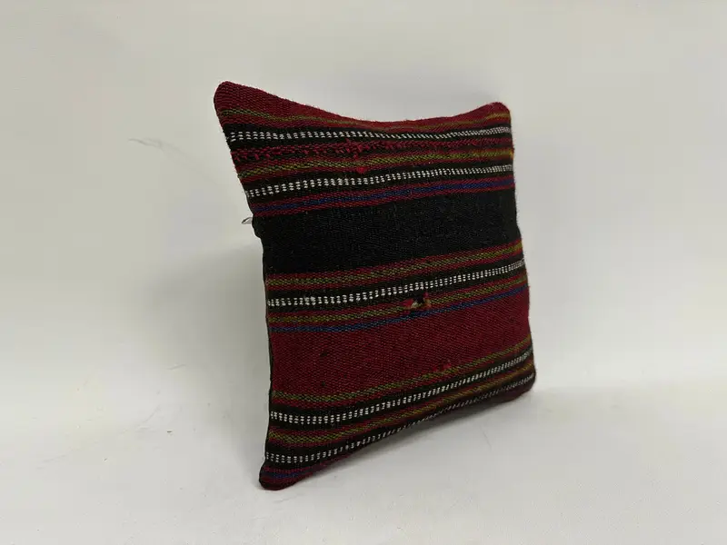 Retro Throw Pillow Case, Pillow Cover, 12x12 Red Cushion, Pillow for Couch, Retro Throw Cushion Case, Boho Pillow, Throw Kilim Pillow - 3