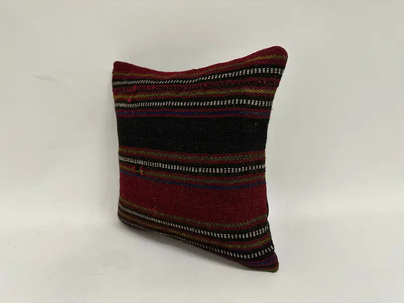 Retro Throw Pillow Case, Pillow Cover, 12x12 Red Cushion, Pillow for Couch, Retro Throw Cushion Case, Boho Pillow, Throw Kilim Pillow - 4