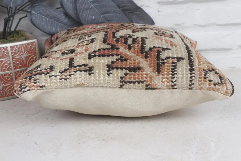 Kilim Pillow Cover, Pillow for Sofa, Couch Cushion Cover, 12x12 Beige Cushion, Pillow Cover, Vintage Pillow Cover, Antique Pillows - 5