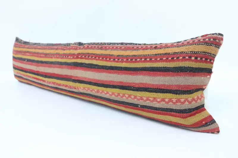 Pillow Case, 12x48 Yellow Pillow, Vintage Pillow, Throw Kilim Pillow, Turkish Bench Pillow Cover, Interior Designer Pillow, Bench Cushion - 4