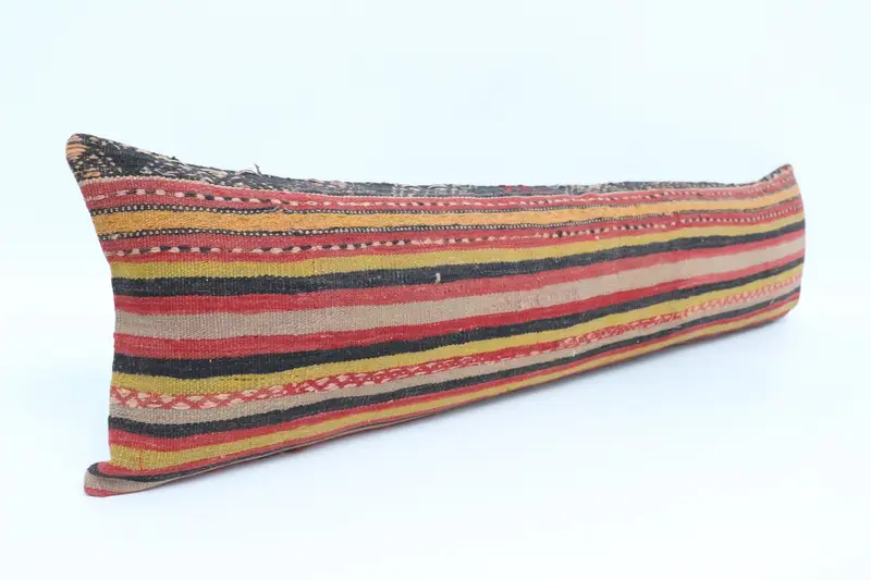 Pillow Case, 12x48 Yellow Pillow, Vintage Pillow, Throw Kilim Pillow, Turkish Bench Pillow Cover, Interior Designer Pillow, Bench Cushion - 3
