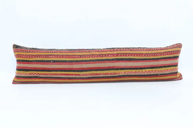 Pillow Case, 12x48 Yellow Pillow, Vintage Pillow, Throw Kilim Pillow, Turkish Bench Pillow Cover, Interior Designer Pillow, Bench Cushion - 1