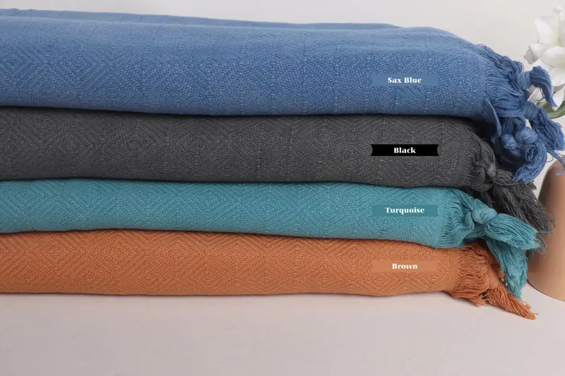 Organic Beach Blanket, Bachelorette Gifts, Turkish Bedcover, Woven Blanket, 108x80 Cotton Stonewashed Diamond Towel, Boho Throw Blankets, Home Gift - 1