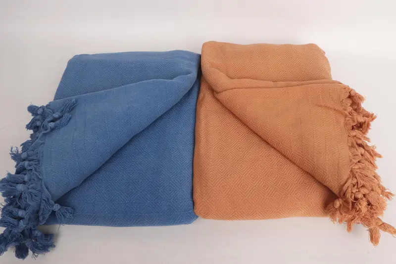 Organic Beach Blanket, Bachelorette Gifts, Turkish Bedcover, Woven Blanket, 108x80 Cotton Stonewashed Diamond Towel, Boho Throw Blankets, Home Gift - 4