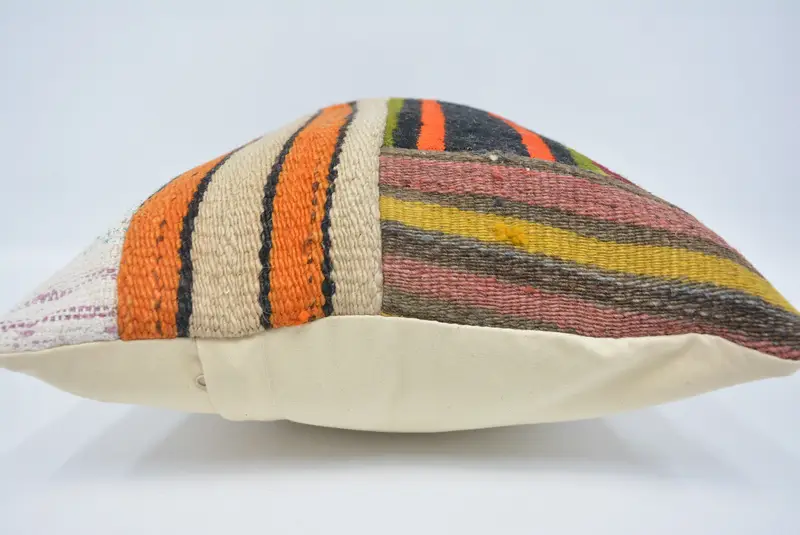 Kilim Pillow, Decorative Throw Cushion Cover, 16x24 Orange Pillow, Pillow, Home Decor Pillow, Turkish Kilim Pillow - 5