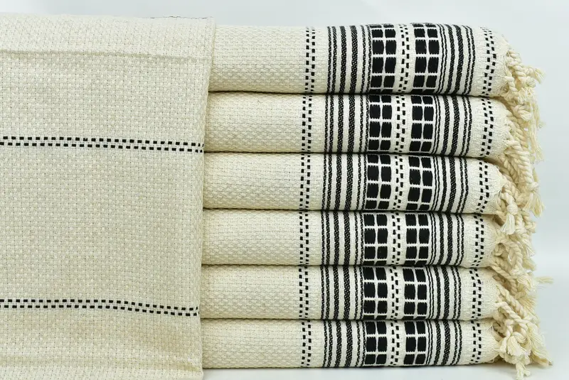 Mutfak havlu, tatil havlu, 40x20 keten çizgili havlu, onun için hediyeler, kişiselleştirilmiş hediye, ev hediyesi, organik çay havlu, monogramlı el havlu - 1