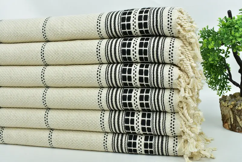 Mutfak havlu, tatil havlu, 40x20 keten çizgili havlu, onun için hediyeler, kişiselleştirilmiş hediye, ev hediyesi, organik çay havlu, monogramlı el havlu - 3