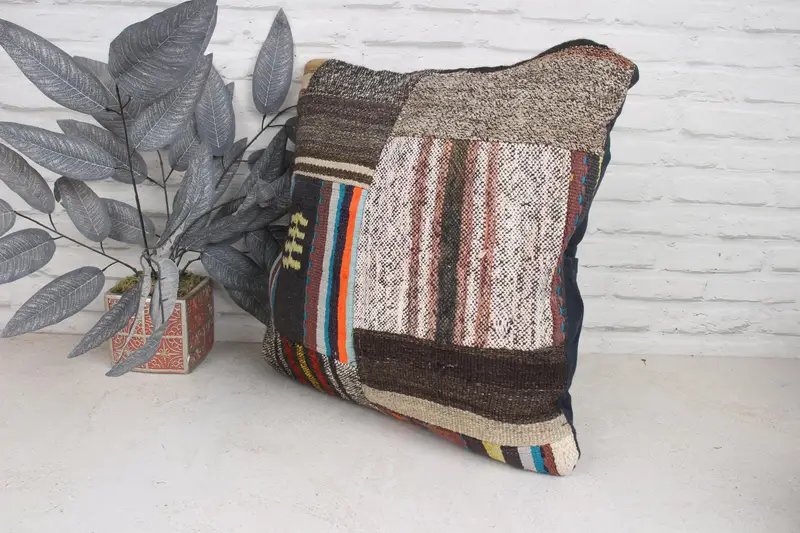 Yastık kasası, meditasyon yastık kapağı, yastık yastık kapağı, kanepe için yastık, 20x20 kahverengi yastık kapağı, iç tasarımcı yastık, ev dekorasyonu yastığı - 4