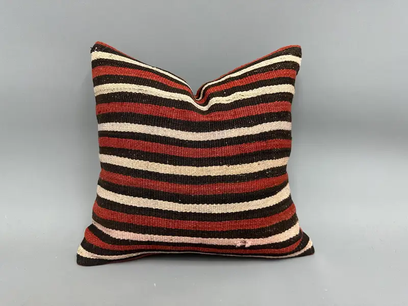 18x18 Red Pillow Case, Ethnical Kilim Rug Pillow, Antique Pillows, Pillow Sham, Boho Pillow Sham Cover, Ethnic Pillow Cover Cushion Case - 1