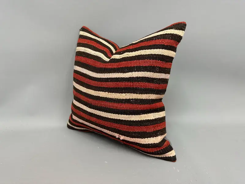 18x18 Red Pillow Case, Ethnical Kilim Rug Pillow, Antique Pillows, Pillow Sham, Boho Pillow Sham Cover, Ethnic Pillow Cover Cushion Case - 3