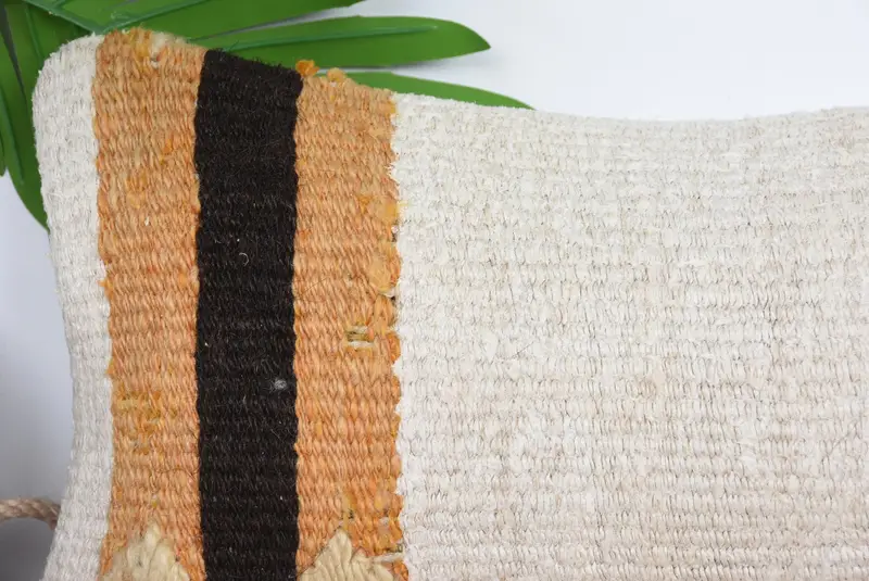 Farmhouse Pillow Case, Home Decor Pillow, Cushion Case, 8x16 Beige Pillow Sham, Interior Designer Pillow, Ethnical Kilim Rug Pillow - 2