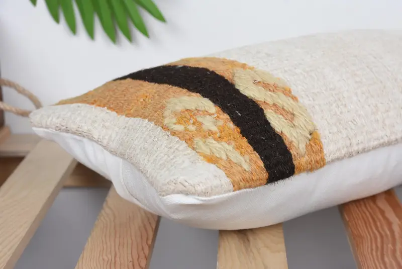 Farmhouse Pillow Case, Home Decor Pillow, Cushion Case, 8x16 Beige Pillow Sham, Interior Designer Pillow, Ethnical Kilim Rug Pillow - 6