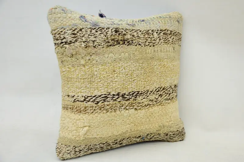 12x12 Beige Cushion Cover, Cushion, Pastel Pillow Case, Ethnical Kilim Rug Pillow, Car Pillow, Gift Pillow, Vintage Pillow, Natural Cushion - 2