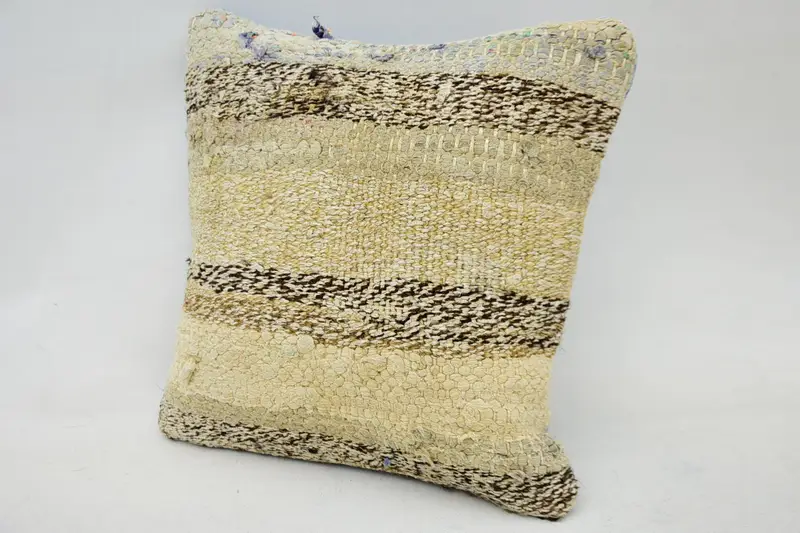12x12 Beige Cushion Cover, Cushion, Pastel Pillow Case, Ethnical Kilim Rug Pillow, Car Pillow, Gift Pillow, Vintage Pillow, Natural Cushion - 3