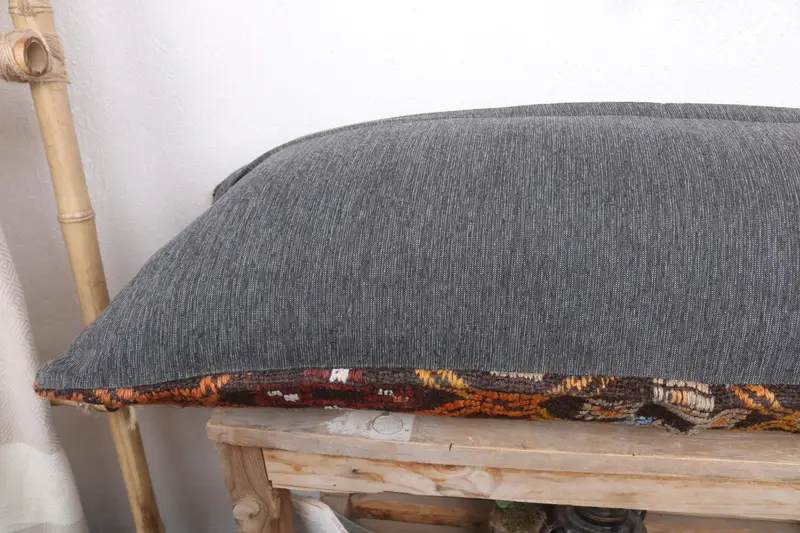 Antique Pillows, Interior Designer Pillow, 16x36 Orange Cushion, Vintage Kilim Throw Pillow, Knitted Cushion Cover, Pillow Case - 7