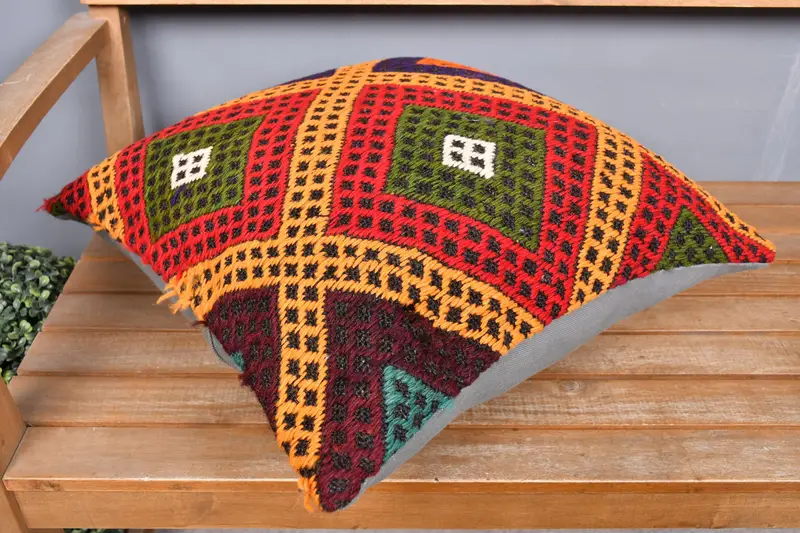 20x20 Red Pillow Case, Interior Designer Pillow, Ethnical Kilim Rug Pillow, Handmade Rug Seat Cushion Cover, Pillow, Handmade Kilim Cushion - 2