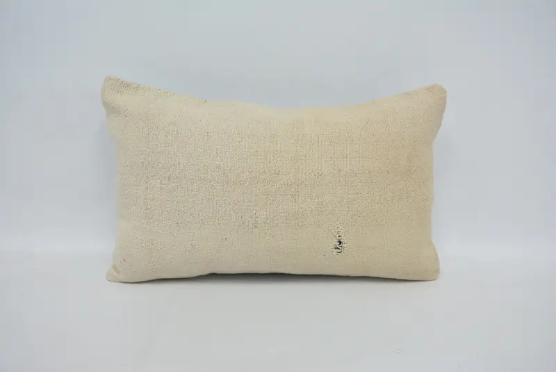 Home Decor Pillow, Pillow Sham, Turkish Bench Pillow Case, Vintage Pillow, Kilim Cushion Sham, 12x20 White Cushion, Natural Pillow Sham - 1