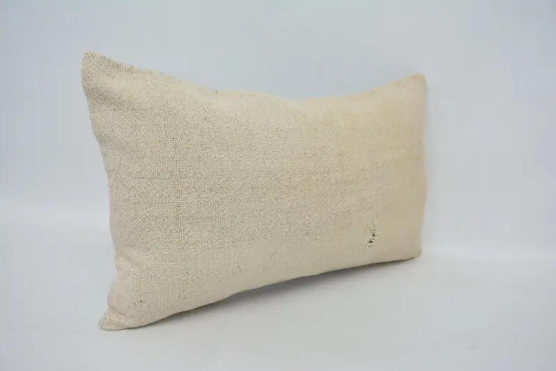 Home Decor Pillow, Pillow Sham, Turkish Bench Pillow Case, Vintage Pillow, Kilim Cushion Sham, 12x20 White Cushion, Natural Pillow Sham - 3
