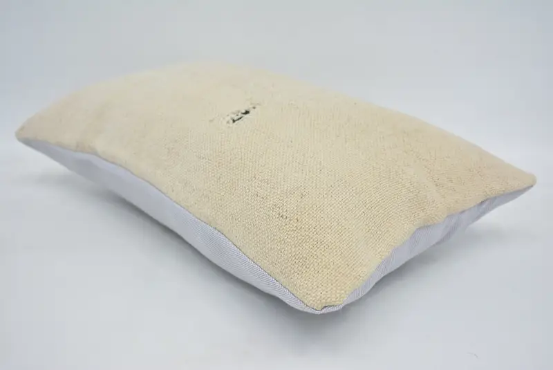 Home Decor Pillow, Pillow Sham, Turkish Bench Pillow Case, Vintage Pillow, Kilim Cushion Sham, 12x20 White Cushion, Natural Pillow Sham - 6